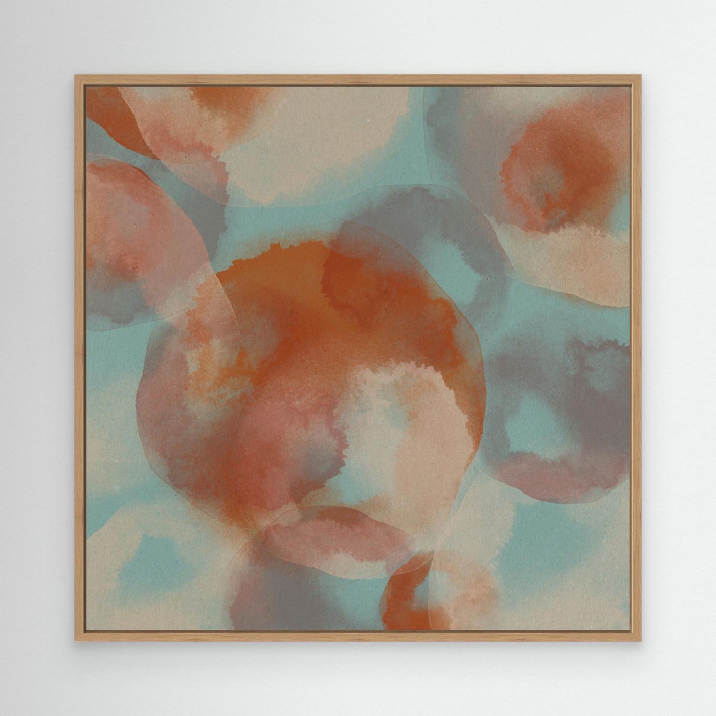 Colorful abstract watercolor in terra, taupe and light blue. by Dina Dankers