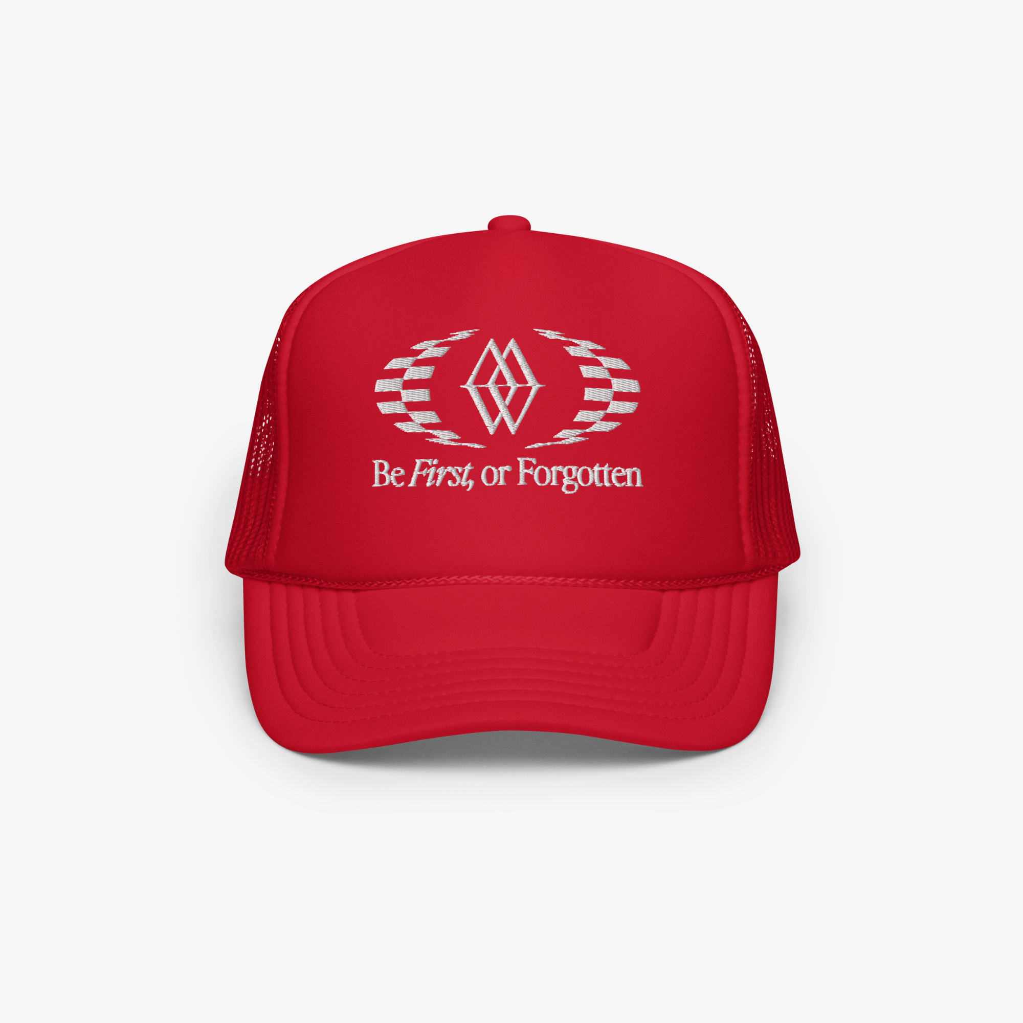 Be First or Forgotten 5-Panel Mesh Foam Trucker Hat - Red