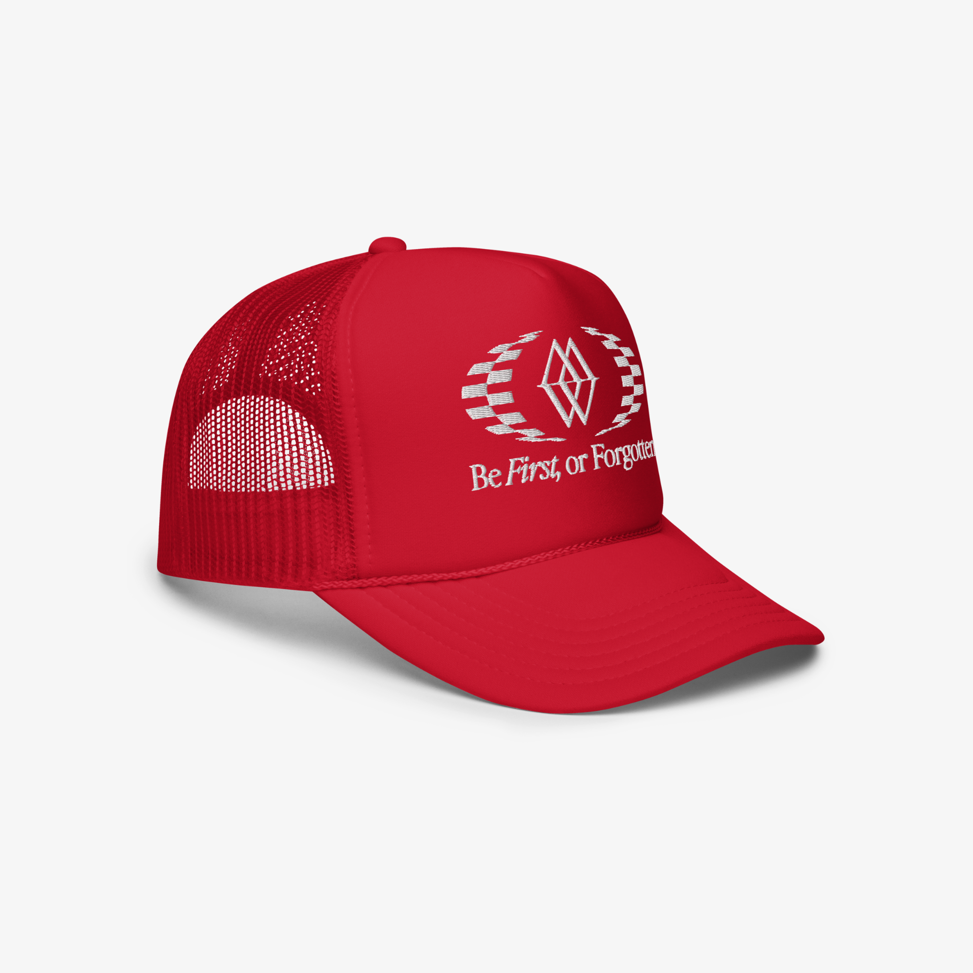 Be First or Forgotten 5-Panel Mesh Foam Trucker Hat - Red