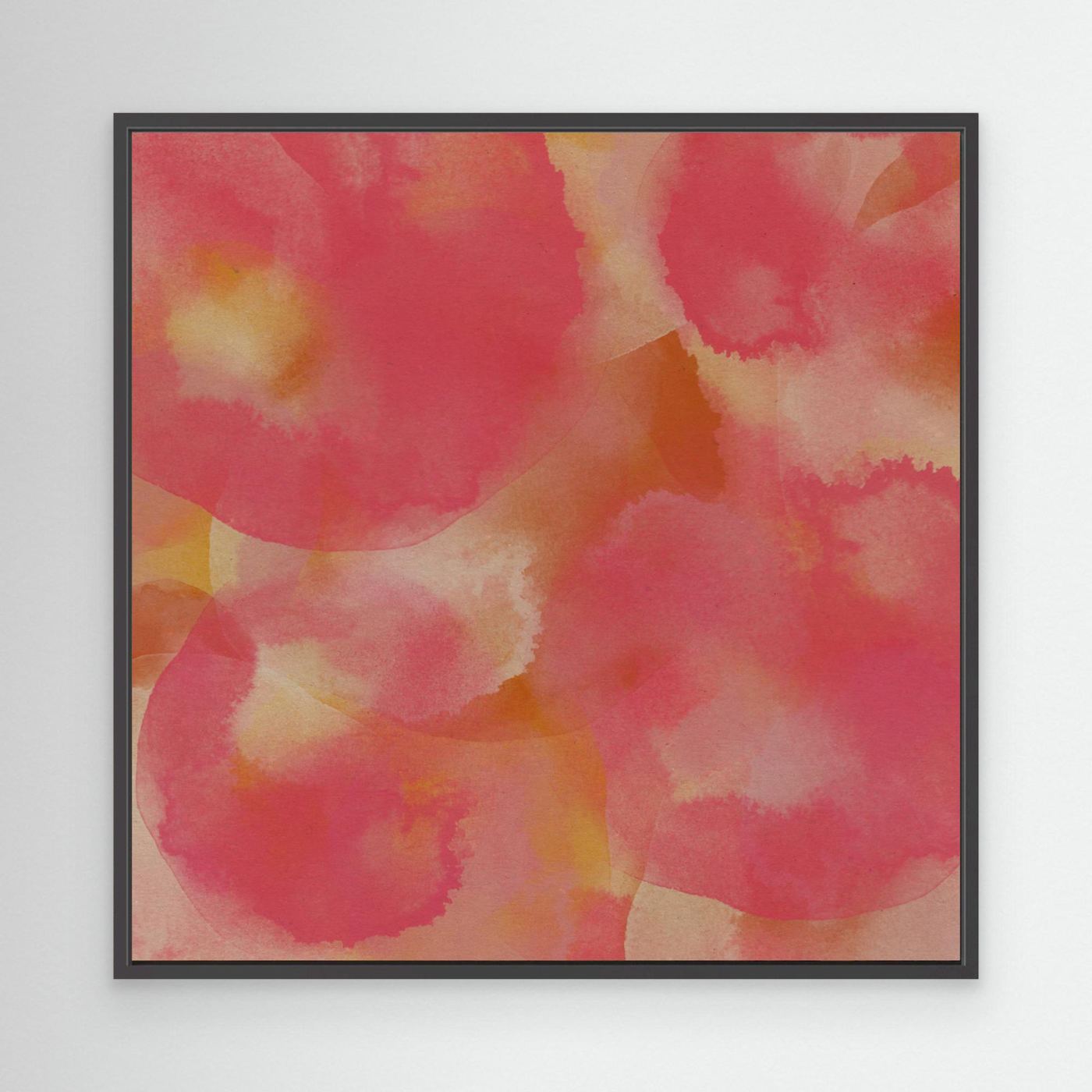 Happy bubbles. Abstract watercolor shapes in pink and terracotta. by Dina Dankers