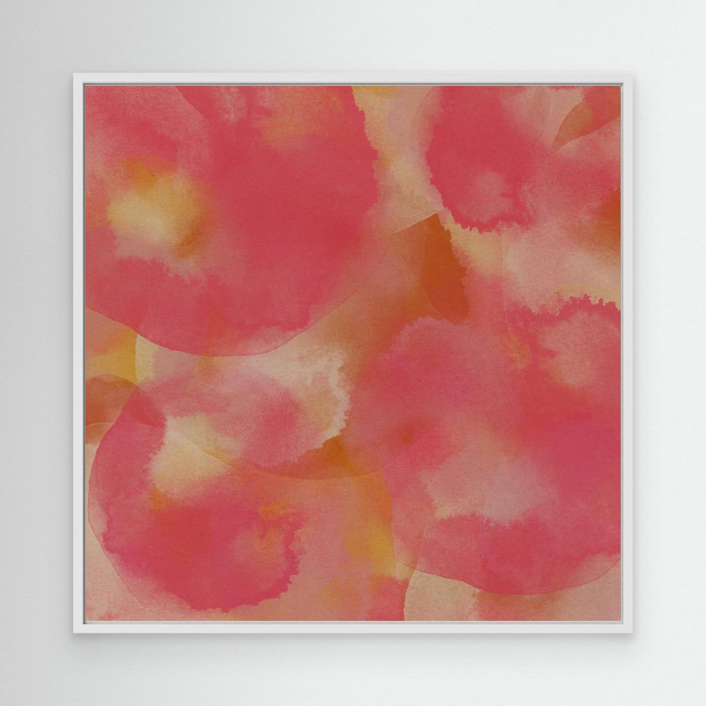 Happy bubbles. Abstract watercolor shapes in pink and terracotta. by Dina Dankers